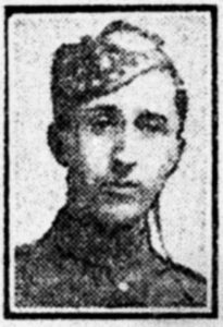 A rather grainy newspaper photo of a Canadian soldier wearing a glengarry cap.