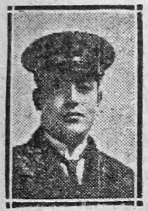 A poor quality black and white newspaper photo pf a man wearing naval uniform and a peaked cap.